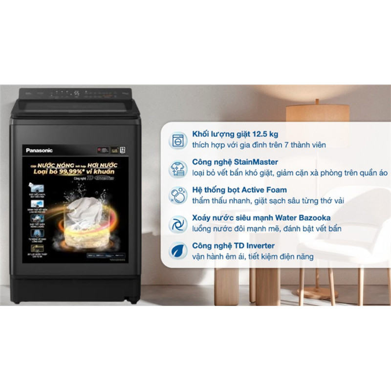 Máy giặt Panasonic Inverter 12.5 kg NA-FD125V4BV 2025 - VIỆT NAM Bảo hành chính hãng