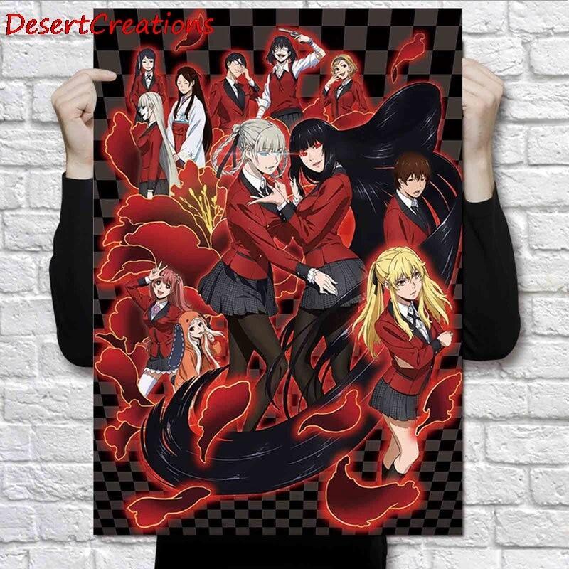Chiếc Mới Kakegurui Anime Poster Vải Vải Treo Tường Poster In Vải Lụa Tùy Chỉnh Canvas Poster Nghệ T