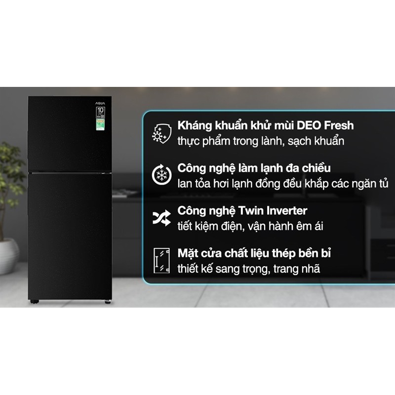 Tủ lạnh Aqua Inverter 189 lít AQR-T220FA(FB) - VIỆT NAM Bảo hành hãng