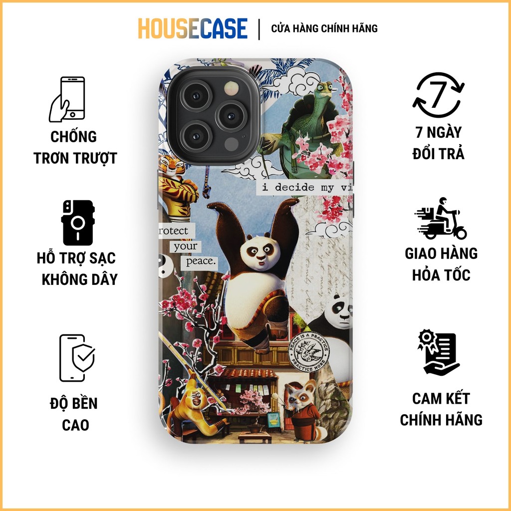 Ốp lưng iphone PO TIGRESS KUNG FU PANDA tranh ghép nghệ thuật chữ chất lạ TPU cứng