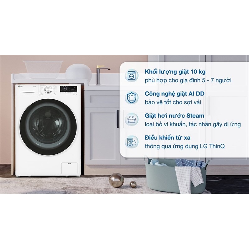 Máy giặt LG AI DD Inverter 10 kg FV1410S4W1 - VIỆT NAM (M.7T3) Hãng bảo hành