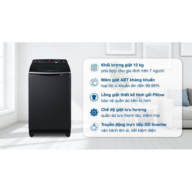 Máy giặt Aqua Inverter 12 kg AQW-DR120HT BK - Việt Nam