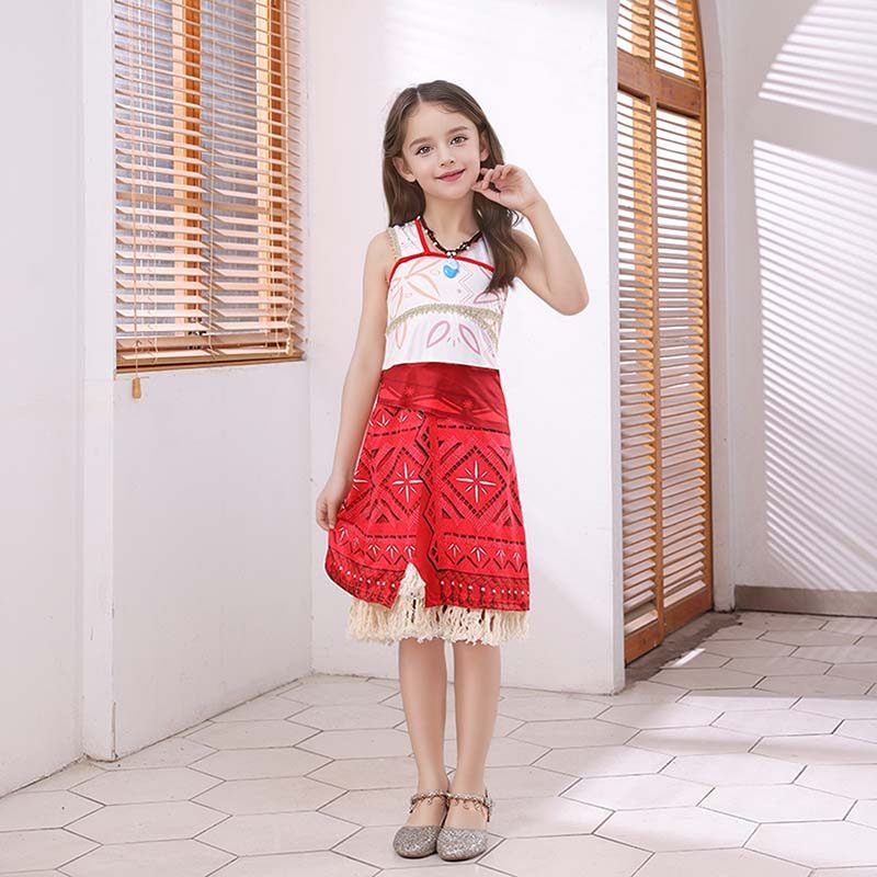 Moana Đầm Cho Bé Gái Giáng Sinh Cô Gái Đầm Công Chúa Cosplay Một Vai Treo Đầm Phụ Kiện Bộ
