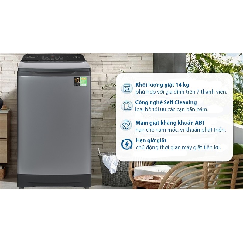 Máy giặt Aqua 14 kg AQW-FR140UHT SS (N.7T9) (SP Khanh - LIKE NEW - Hãng Bảo Hành)