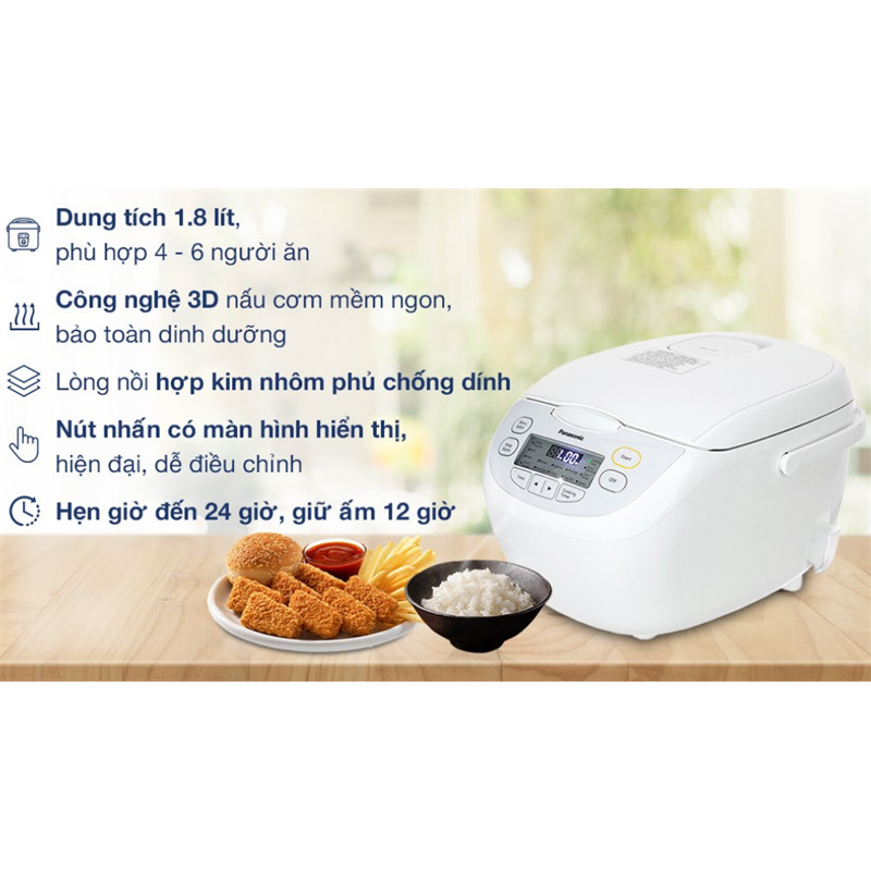 Nồi cơm điện tử Panasonic 1.8 lít SR-CL188WRAM - 765W Điện Máy KHO RẺ