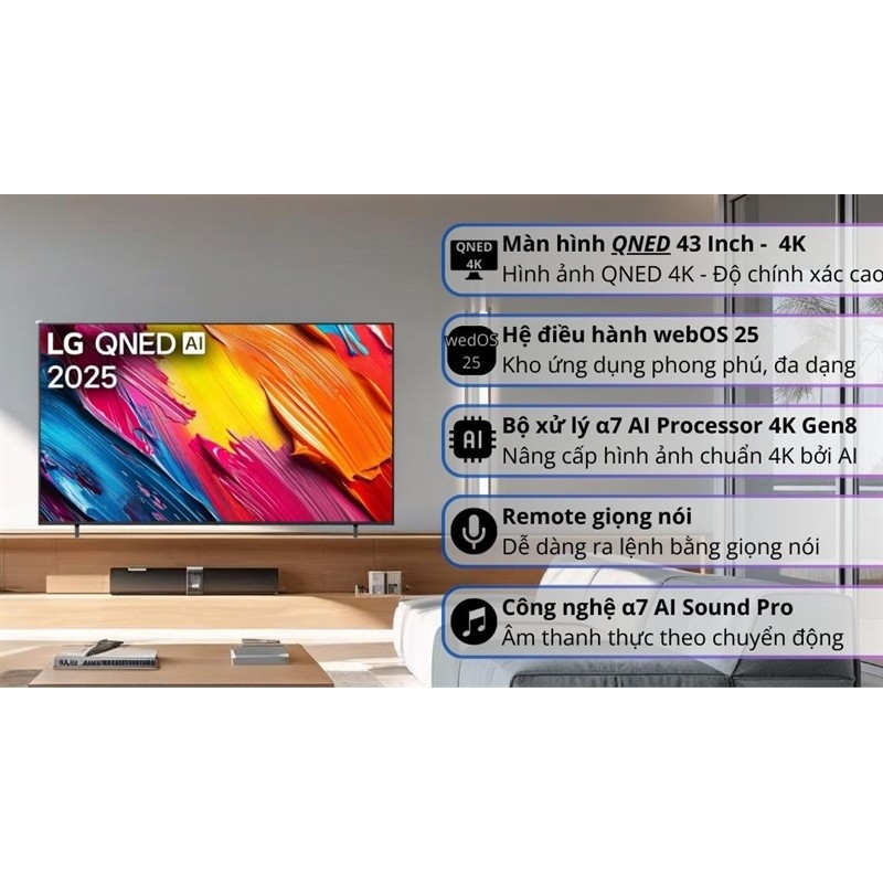 Smart Tivi LG QNED AI 4K 43 Inch 43QNED70ASA 2025 - INDONESIA Điện Máy Tồn Kho