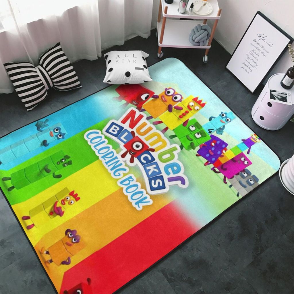Numberblocks Thảm hoạt hình cho phòng trẻ em Thảm dễ thương Trang trí phòng Thảm Anime đầy màu sắc c