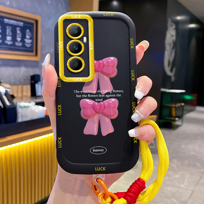 Ốp Lưng Realme C65 Case Hồng Bowknot Với Lanyard