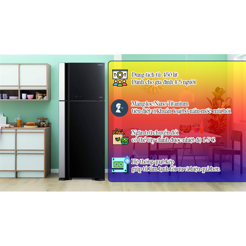 Tủ Lạnh Hitachi Inverter 450 Lít R-FG560PGV8X (GBK) - THÁI LAN