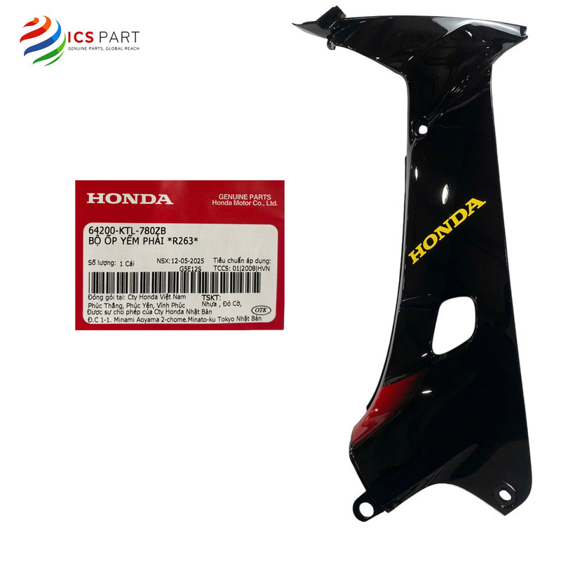 64200KTL780ZB |  Cánh Yếm, Bửng Yếm, Ốp Yếm Trong  Phải   Wave Alpha Zx 100, Wave ZX   *R263* Màu Đỏ