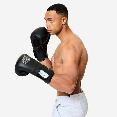Găng tay đấm bốc có đệm công thái học DECATHLON Đen mã 8937320