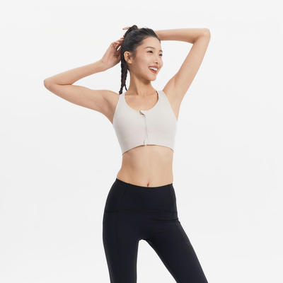 Áo bra thể thao nữ khóa lửng DECATHLON CN 920 màu be mã 8980551