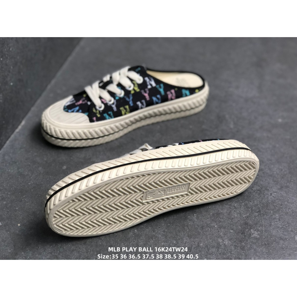Giày MLB Play Ball Series Couple -Canvas Lười Slip-On Retrô Phong Cách New York Yankees, Kích cỡ: 35