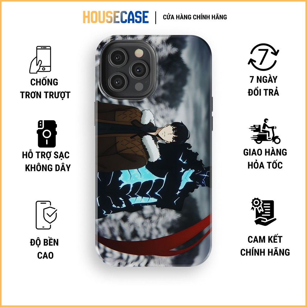 Ốp lưng iphone SUNG JINWOO VÀ IGRIS SOLO LEVELING đứng trong bão tuyết trắng xóa TPU cứng