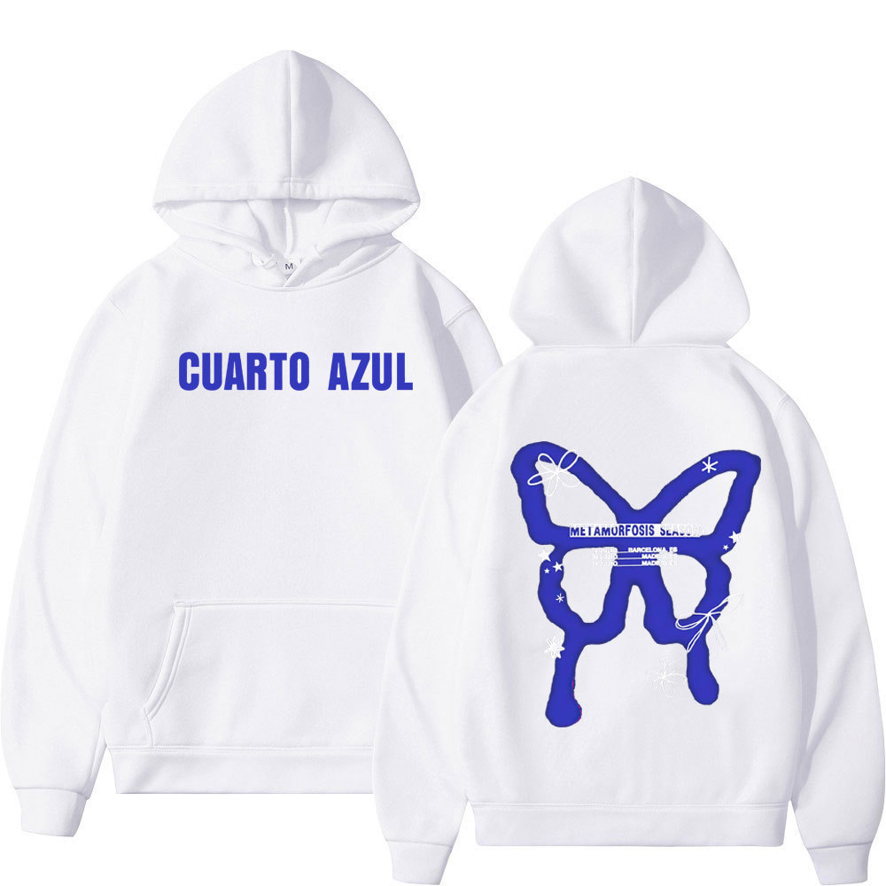 Bướm Aitana Đồ Họa Áo Hoodie Nam Nữ Hip-hop Bông Tai Kẹp Áo Chui Đầu Dài Tay Mùa Đông Rời Thường Ngà