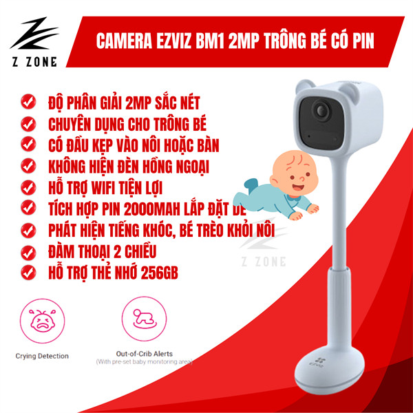 Camera EZVIZ BM1 2MP (Xanh) Trông Trẻ, Dùng Pin, Phát Hiện Tiếng Khóc, Đàm Thoại 2 Chiều