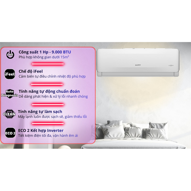 Máy Lạnh AUFIT Inverter 1 Hp AFW09FHA4DI-3VN - Thái Lan (SP Khanh - LIKE NEW - Hãng Bảo Hành)