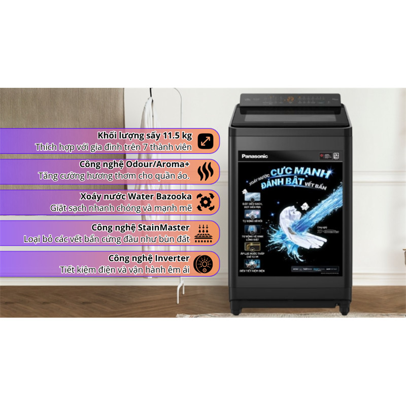 Máy giặt Panasonic Inverter 11.5 Kg NA-FD115X3BV 2025 - VIỆT NAM (SP Khanh - LIKE NEW - Hãng Bảo Hàn