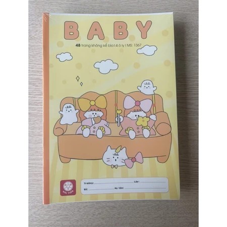 Lốc 10 quyển vở baby 4 ô li 48 trang hải tiến , Mua 10 quyển tặng 01 bút