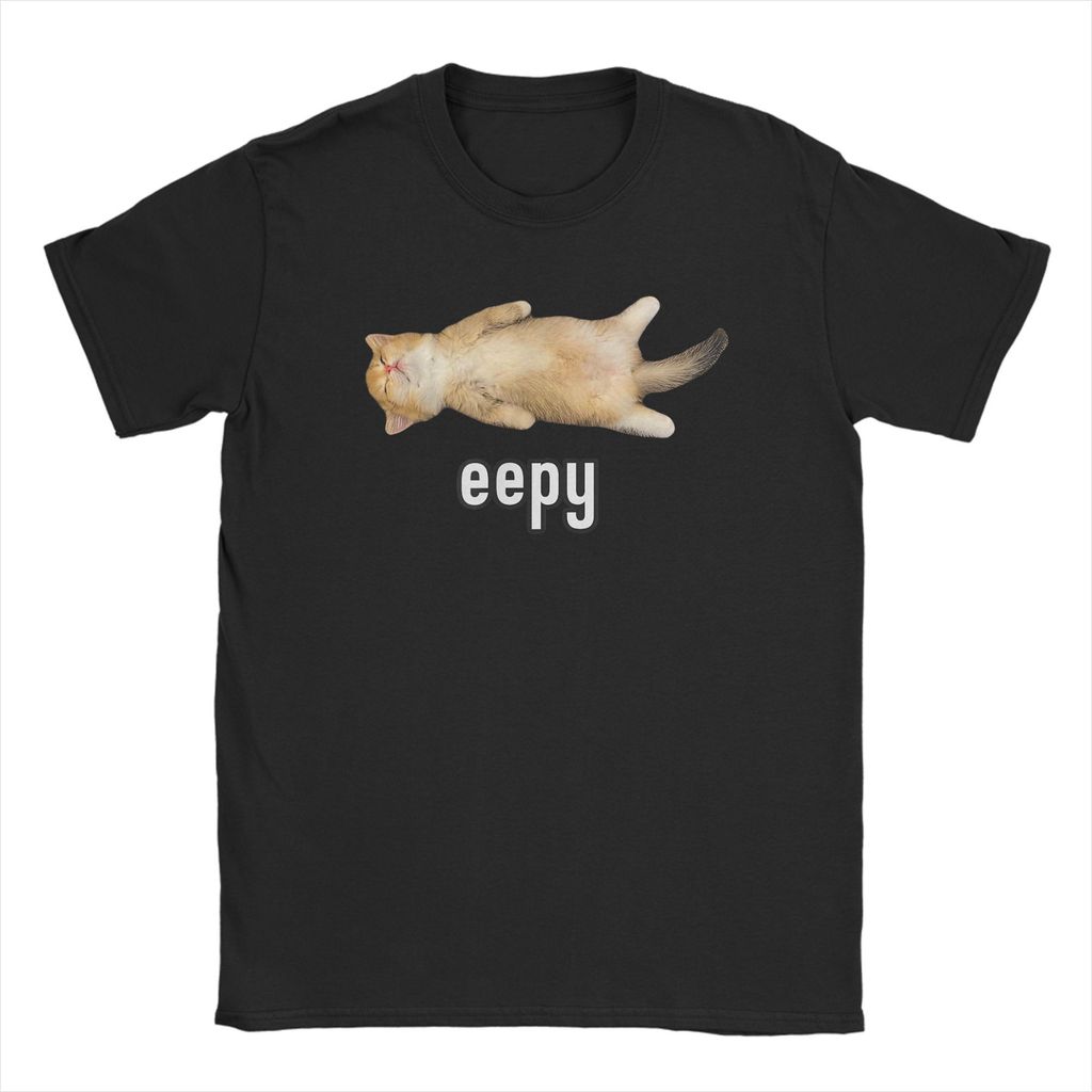 Áo thun cotton nam nữ Eepy Cat T Shirt Silly Sleepy Cat Meme Tuyệt vời tay ngắn Áo thun cổ tròn Quần