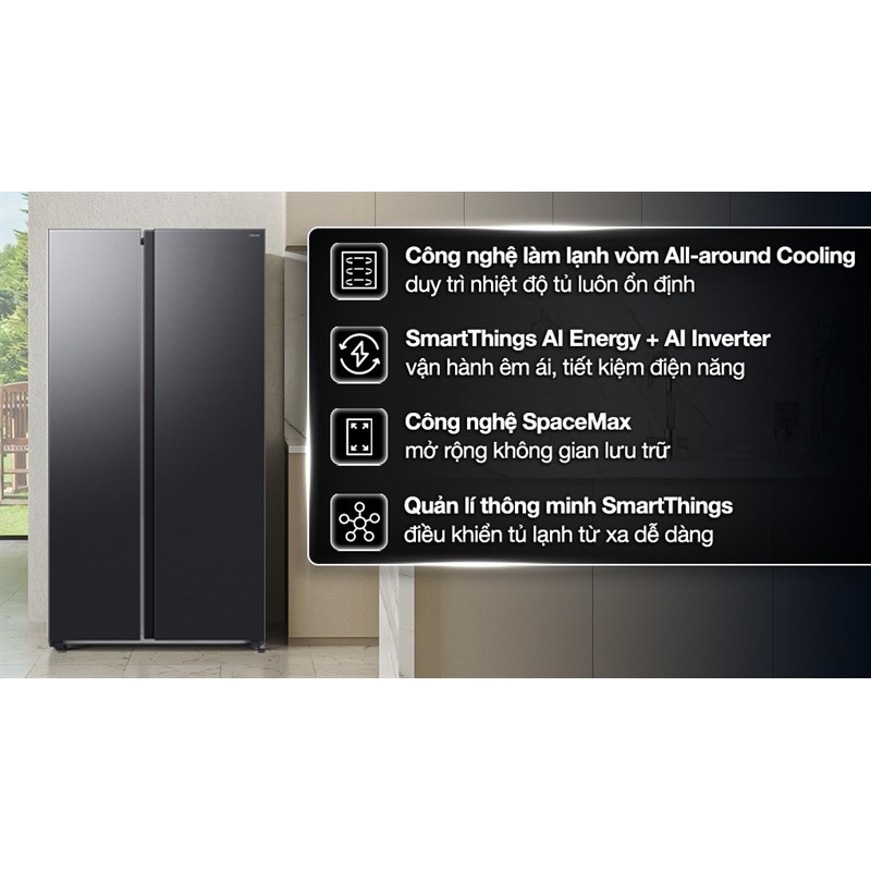 Tủ lạnh Samsung Inverter 655 lít Side By Side RS70F65Q3FSV 2025 - VIỆT NAM (SP Khanh - LIKE NEW - Hã