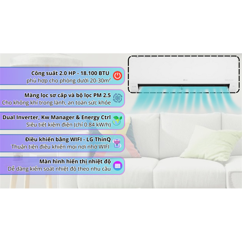 Máy lạnh LG Inverter 2 HP IEC18M1 2025 - THÁI LAN