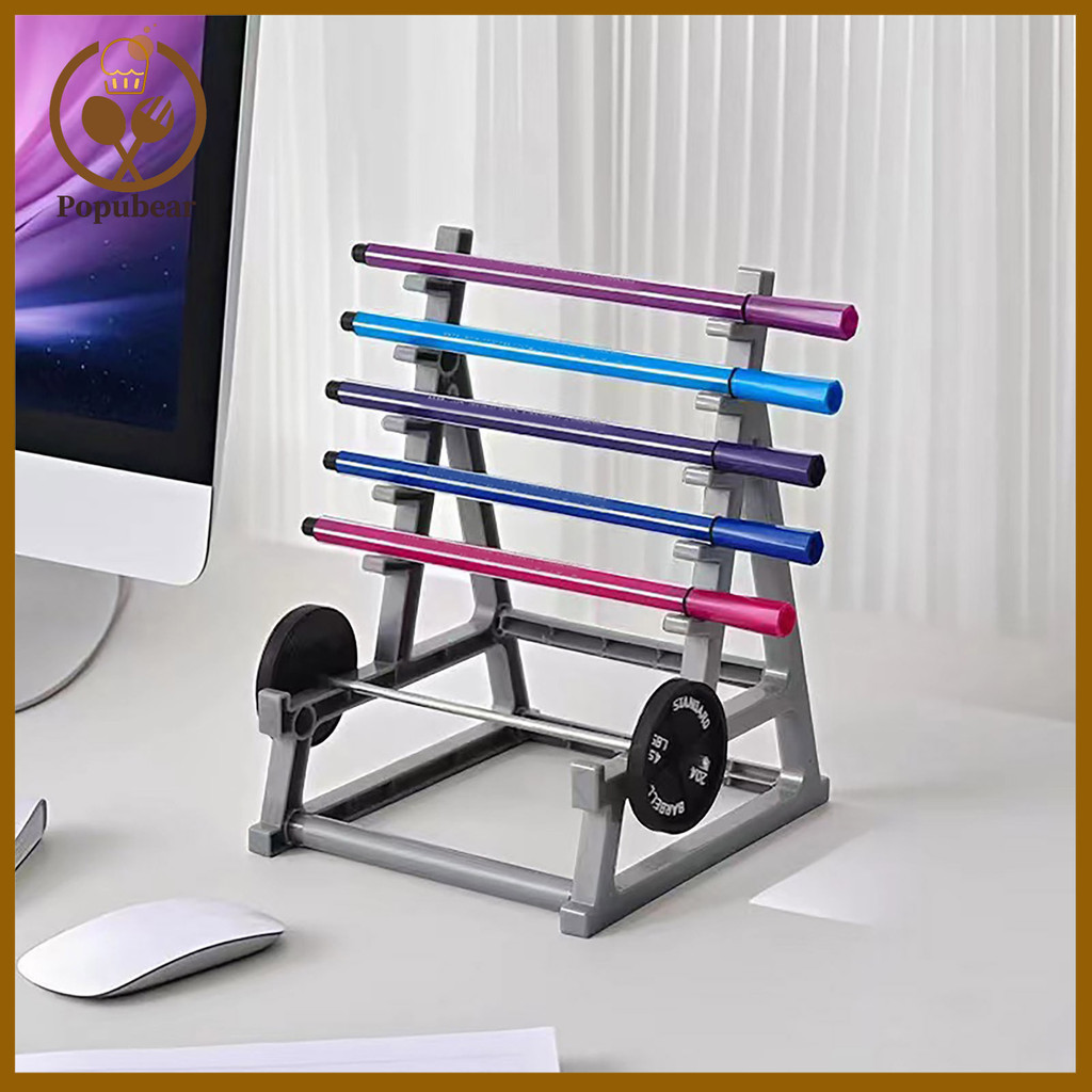 PLAY- Giá đỡ bút Squat Giá đỡ bút để bàn Mini Barbell Giá đỡ bút Chủ đề phòng tập thể dục Hộp đựng b