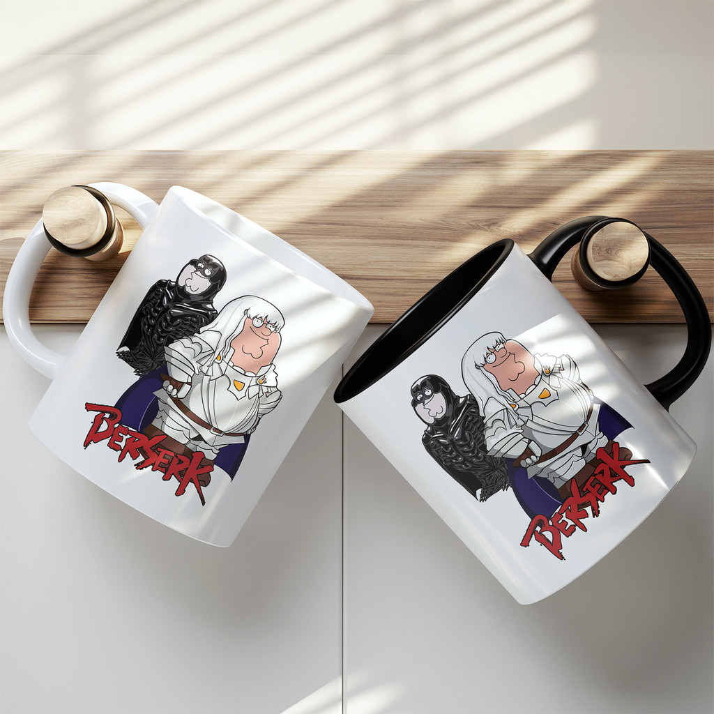 Ly Cốc Sứ PETER GRIFFIN BERSERK Parody Hài Hước In 2 Mặt, Cốc Cafe Trà Sữa, Quà Tặng Fan Anime Otaku