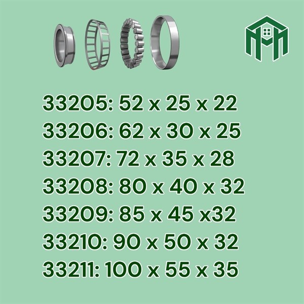 Bạc đạn (vòng bi) đũa côn mã 33205, 33206, 33207, 33208, 33209, 33210, 33211, 33212, 33213, 33214, 3
