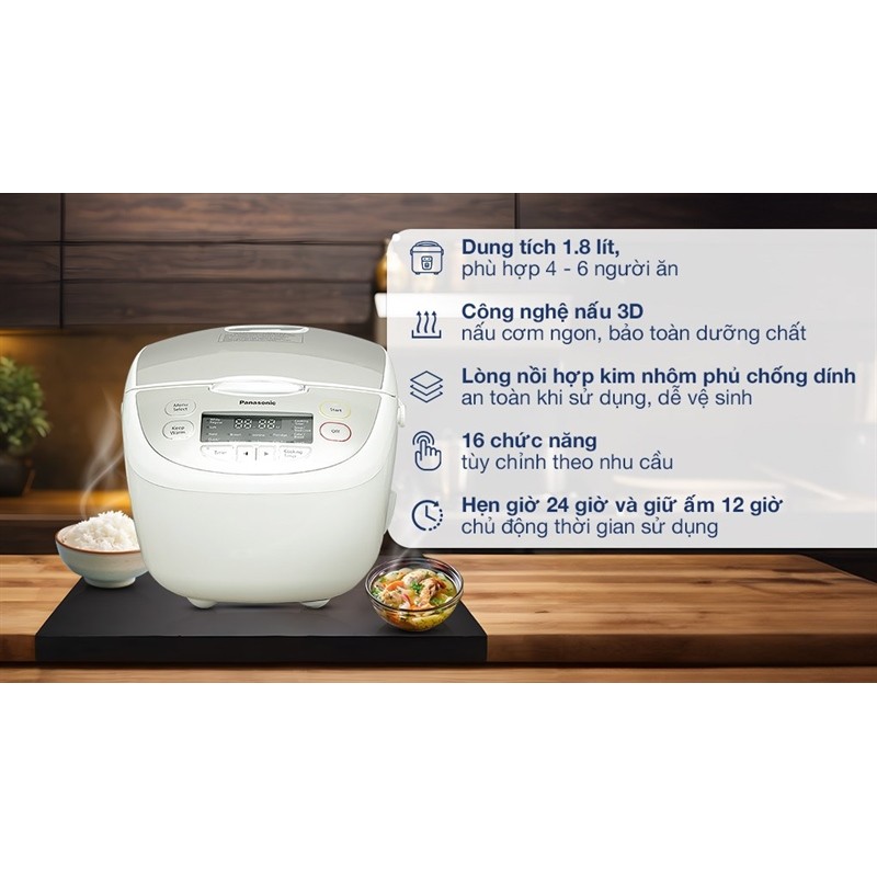 Nồi cơm điện tử Panasonic 1.8 lít SR-CP188NRAM Hãng bảo hành