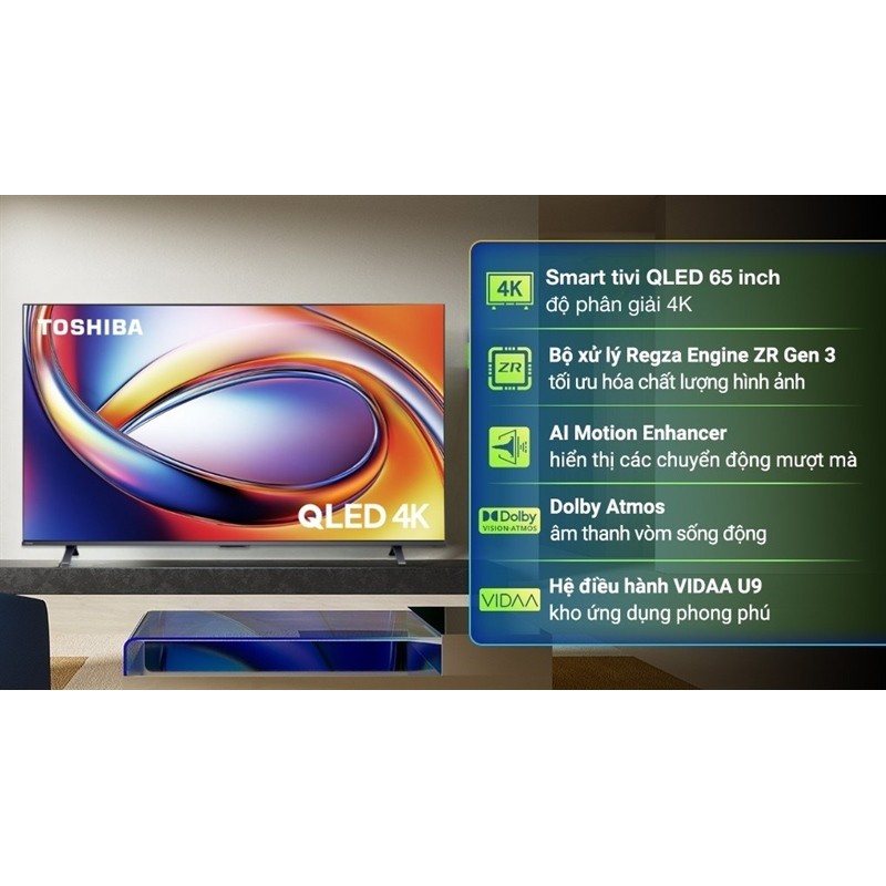 Smart Tivi QLED Toshiba AI 4K 65 inch 65M450RP 2025 - Việt Nam Điện Máy Tồn Kho