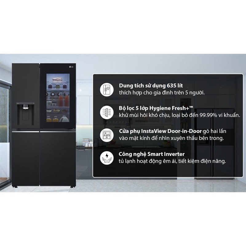 Tủ lạnh LG Inverter 635 Lít Side By Side InstaView Door-in-Door GR-X257BL