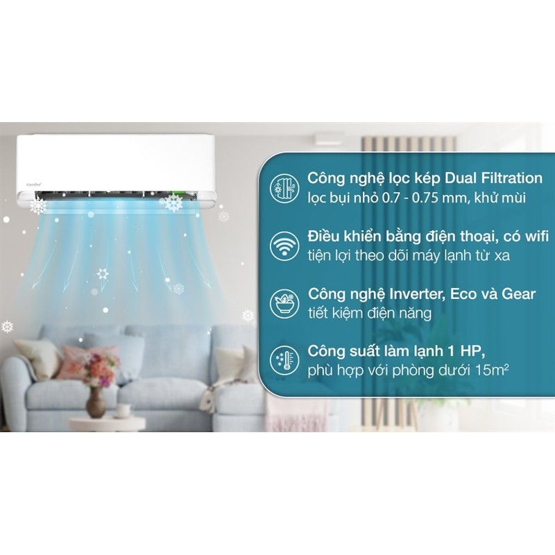 Máy lạnh Comfee Inverter 1 HP CFS-10VCB1 2024 - THÁI LAN Bảo hành chính hãng