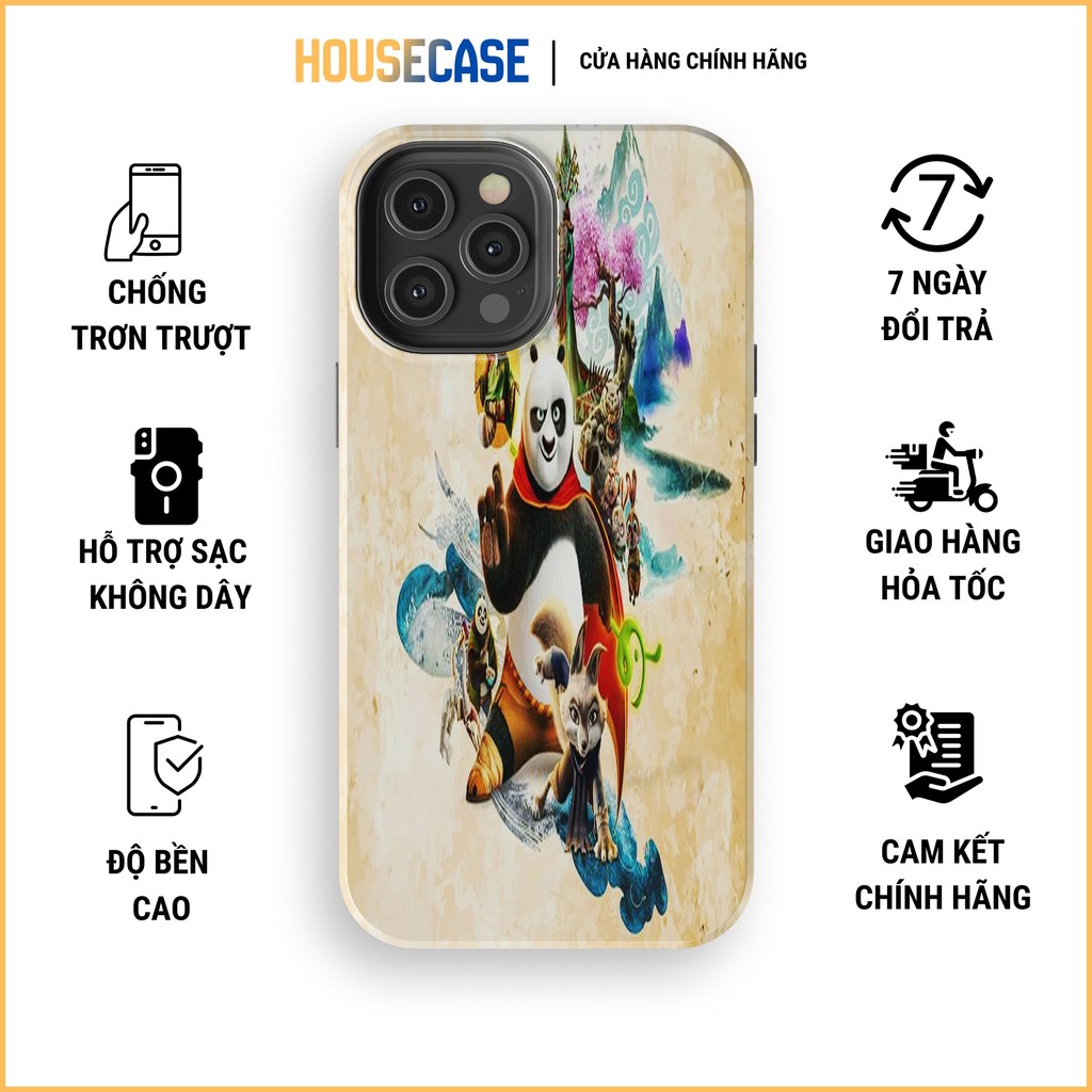 Ốp lưng iphone PO KUNG FU PANDA tranh thủy mặc màu nước nghệ thuật nhóm bạn TPU cứng