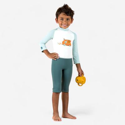 Đồ bơi dài tay trẻ em chống tia UV DECATHLON Xanh dương/họa tiết mã 8851751