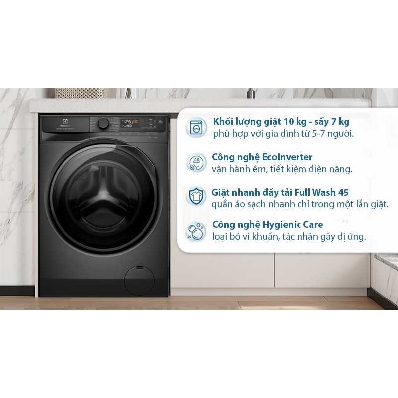 Máy giặt sấy Electrolux UltimateCare 500 Inverter giặt 10 kg - sấy 7 kg EWW1023P5SC 2024 - THÁI LAN 