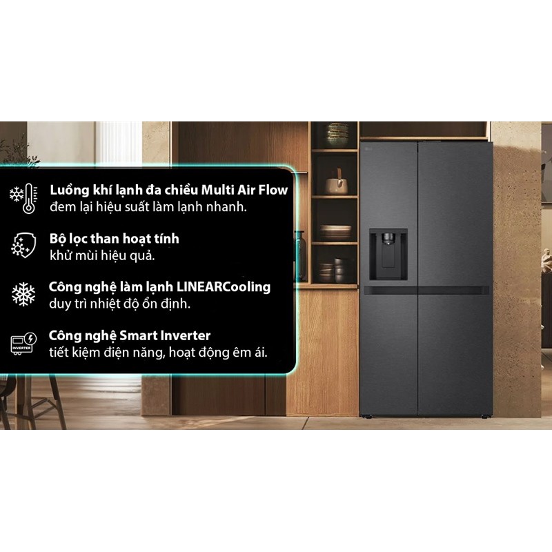 Tủ lạnh LG Inverter 641 lít Side By Side LSI63BLMA 2024 (N.19T) Điện Máy KHO RẺ