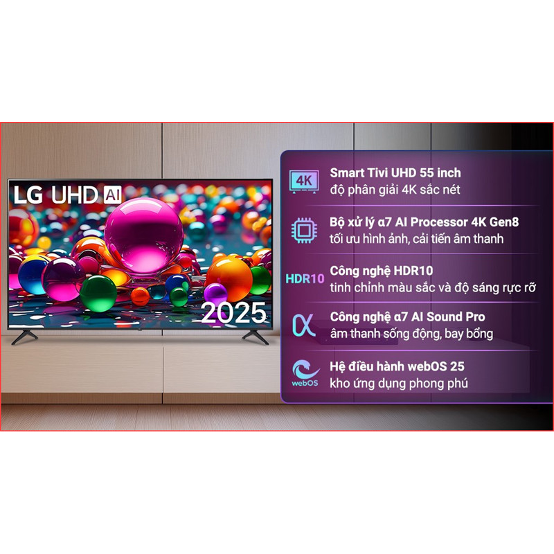 Smart Tivi LG AI 4K 55 inch 55UA8450PSA 2025 - Indonesia