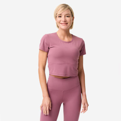 Áo thun tập yoga/pilates nữ co giãn DECATHLON Hồng mã 8970901