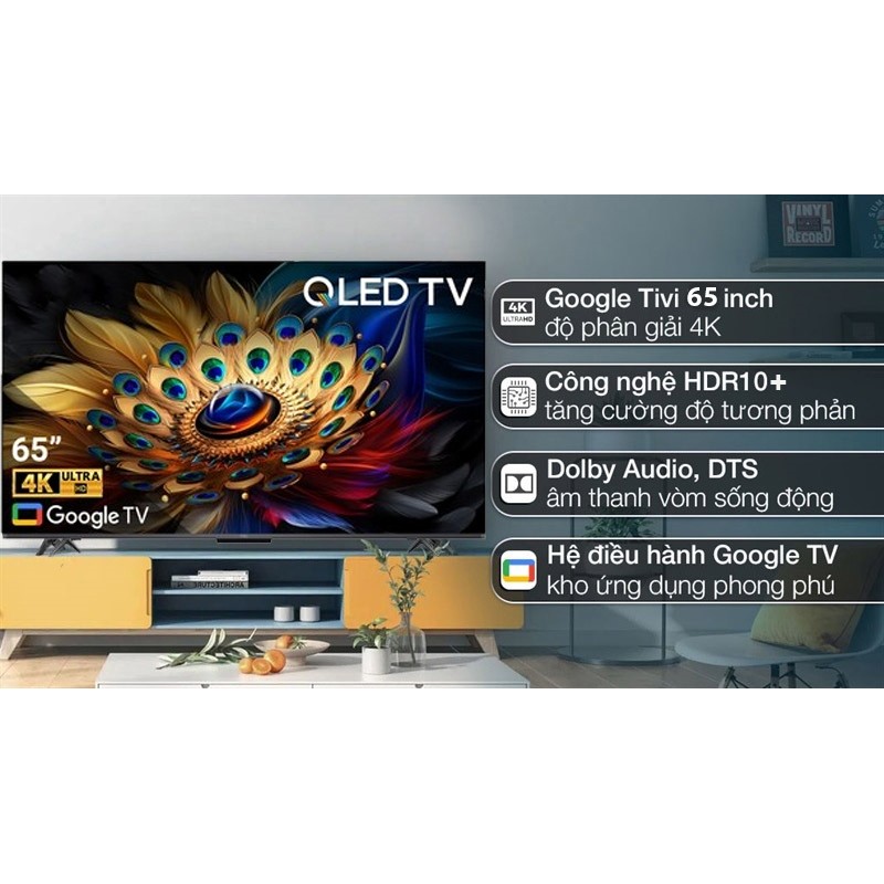 Google Tivi TCL QLED 4K 65 Inch 65C655 2024 - VIỆT NAM Bảo hành hãng
