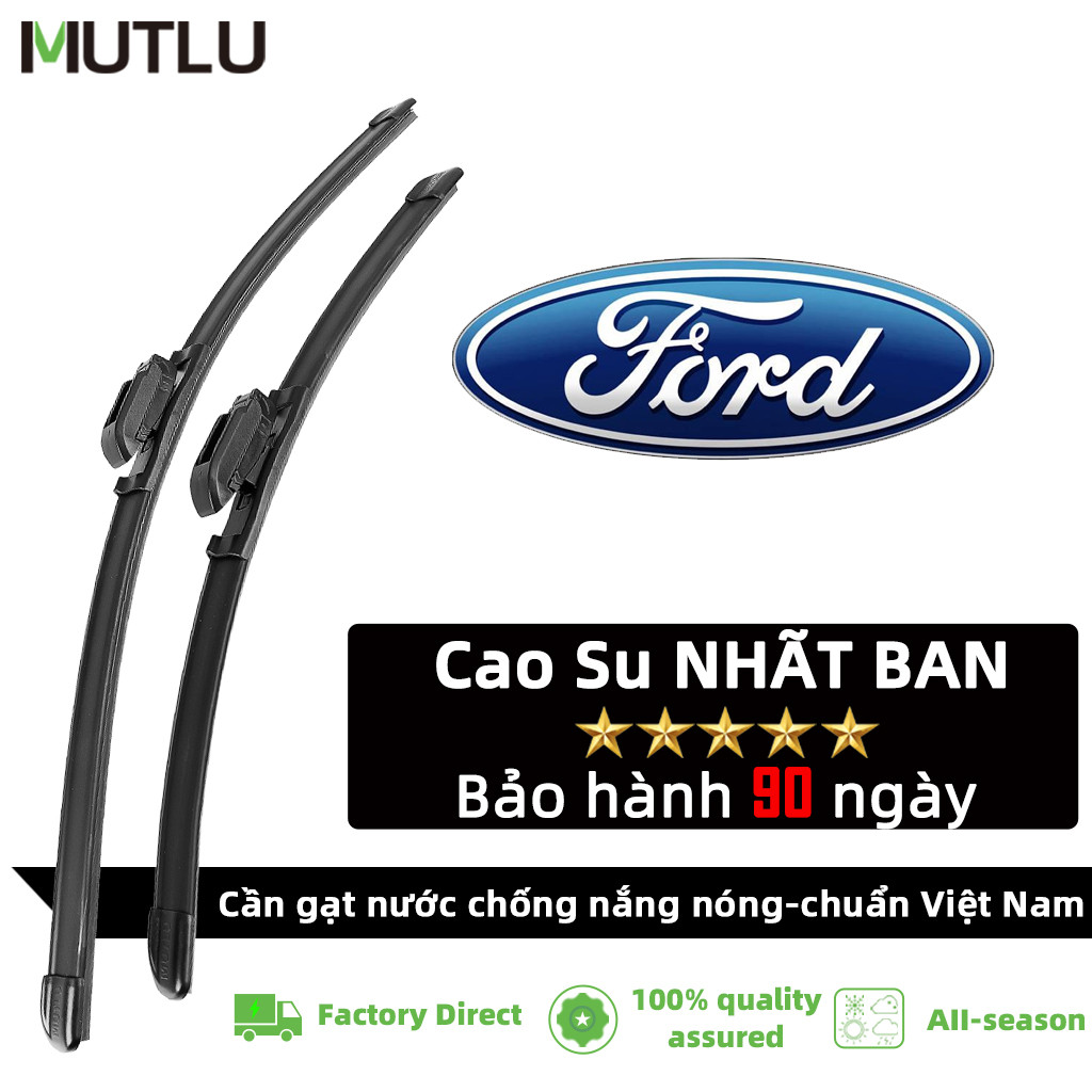 Cặp Gạt mưa ô tô FORD - Lưỡi gạt Nhật Bản nhập khẩu - Chính hãng MUTLU - Bảo hành điện - tử Gạt mưa Ford Ranger, Everest, EcoSport, Focus, Escape, Explorer, Mondeo, Territory, Fiesta, Transit, Mustang-Cần gạt mưa im lặng-Cần gạt nước bền