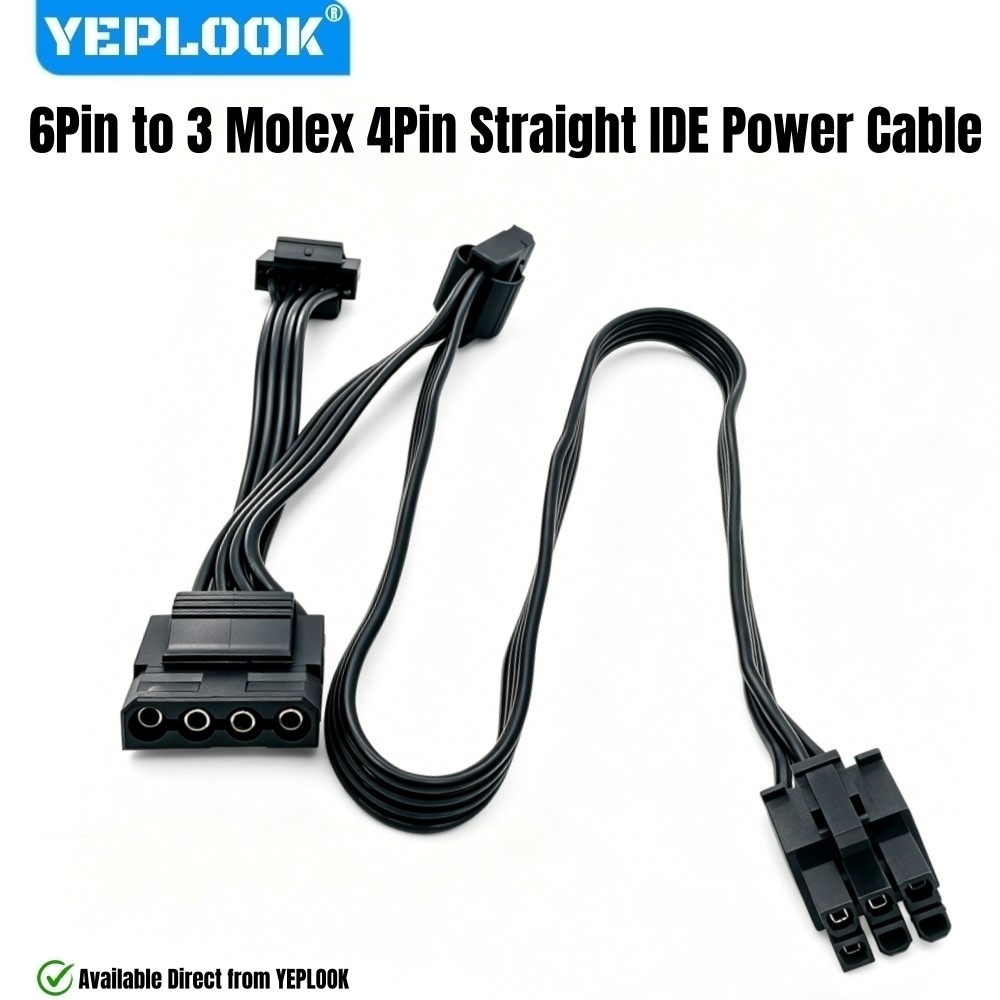 Cáp nguồn thẳng 6 chân đến 3x Molex 4Pin, PATA IDE cho Corsair HX1500i, HX1200i, HX1000i, HX850i, HX