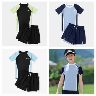 Bộ bơi trẻ em, Đồ bơi cho bé trai hai mảnh quần shorts có lót, áo cộc YUKE mã YY160 aoibaby
