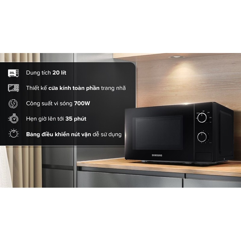 Lò vi sóng Samsung MS20A3010AL/SV 20 lít 2024 Bảo hành chính hãng