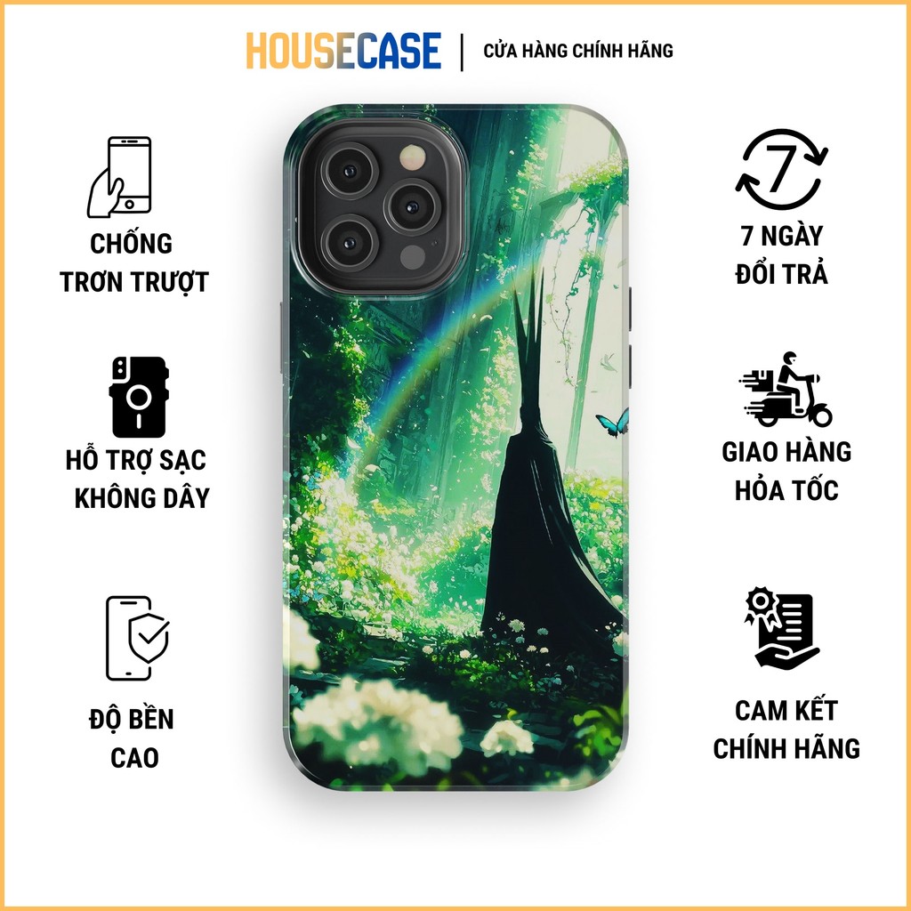 Ốp lưng iphone ONE PIECE rừng xanh họa tiết Imu silhouette cầu vồng TPU cứng chống trầy