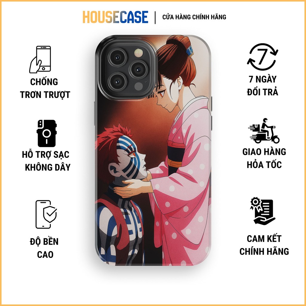Ốp iphone DEMON SLAYER Thượng Huyền Tam AKAZA và KOYUKI tình yêu TPU cứng