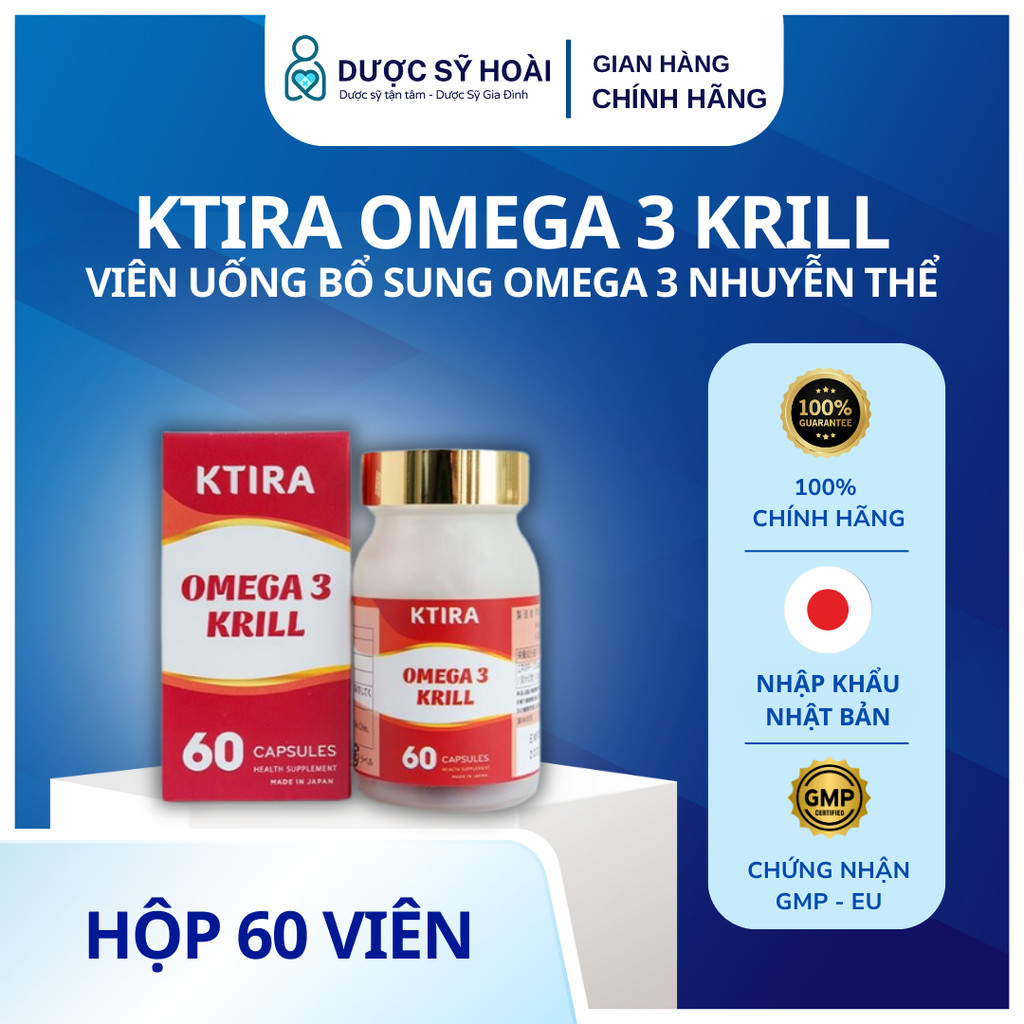 Viên uống KTIRA OMEGA 3 KRILL bổ sung Omega 3 từ nhuyễn thể - Lọ 60 viên