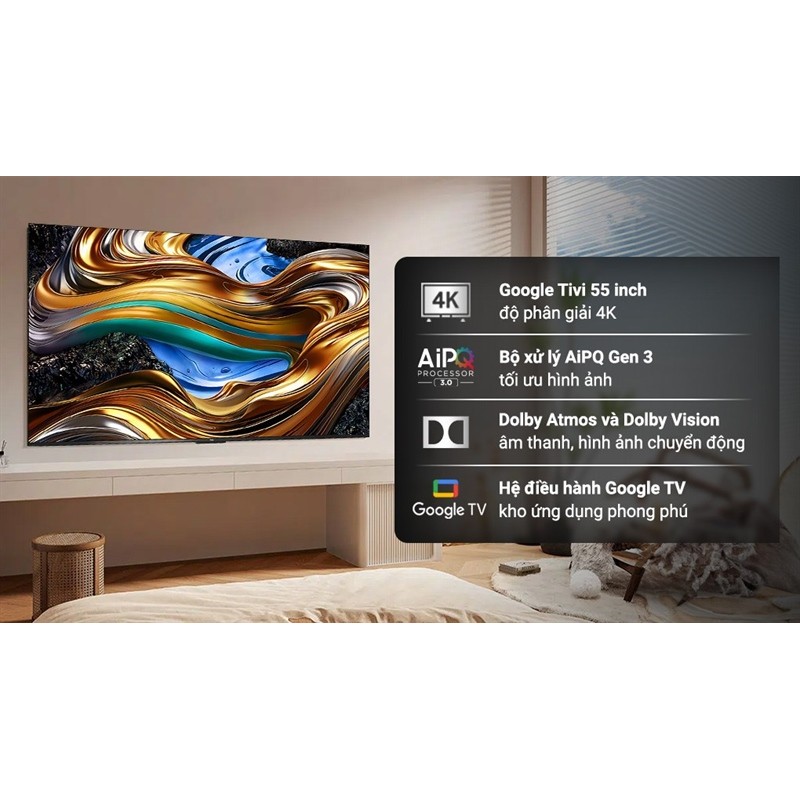 Google Tivi LED TCL 4K 55 inch 55P755 Pro 2024 - VIỆT NAM Bảo hành chính hãng