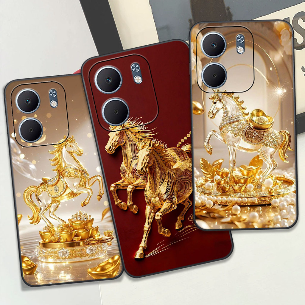 Ốp lưng Oppo A5x 4G in hình ngựa vàng Clover case