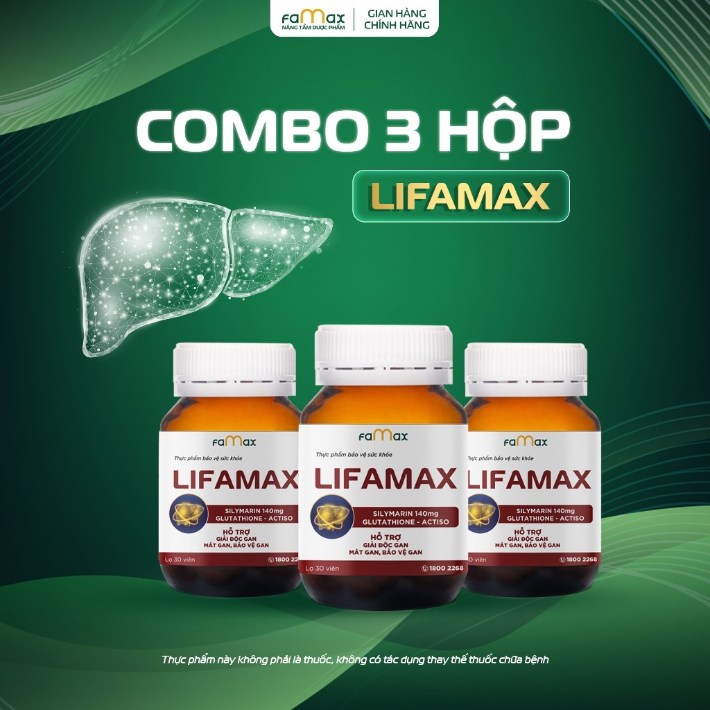 [Tặng Quà Lên Tới 500K] 3 Hộp Giải Độc Gan Lifamax Famax Hỗ Trợ Mát Gan, Bảo Vệ Gan